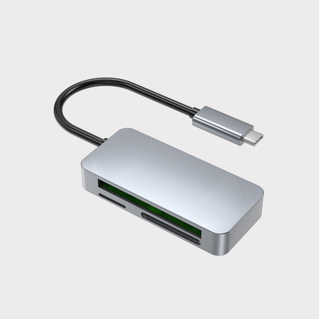 External USB3.0 3-in-1 Aluminum Card Reader 5Gbps CF/SD/TF with Type-C & USB-A Connectors