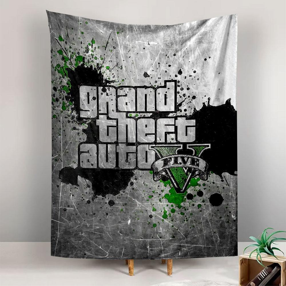 Grand Theft Auto V Tapestry Wall Hanging, GTA 5 Game Poster Art, Gamer Wall Decor for Bedroom Living Room Dorm
