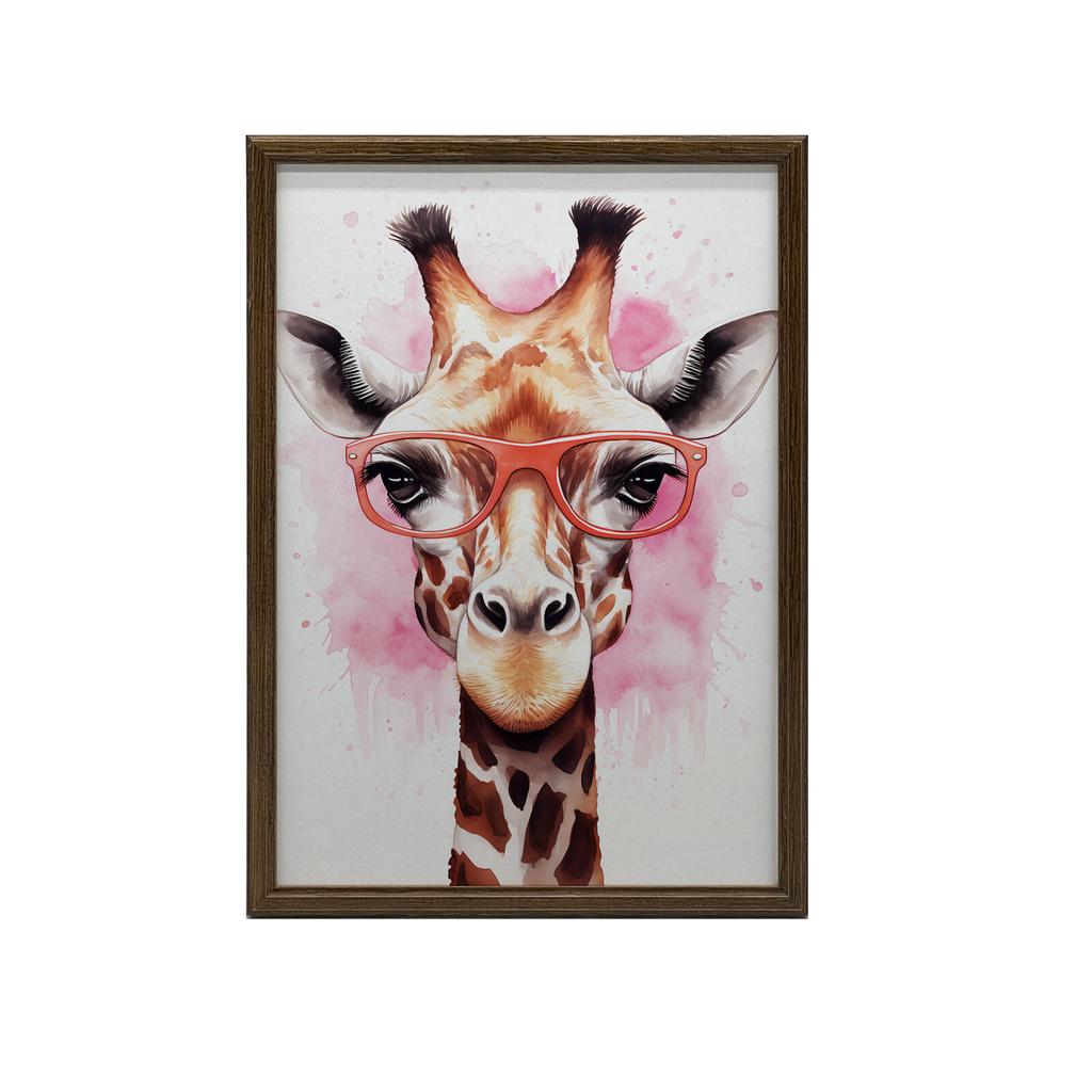 Pink Giraffe With Glasses Pink Giraffe With Glasses, 30X40 Cm, Unframed, Premium Canvas On Stretcher