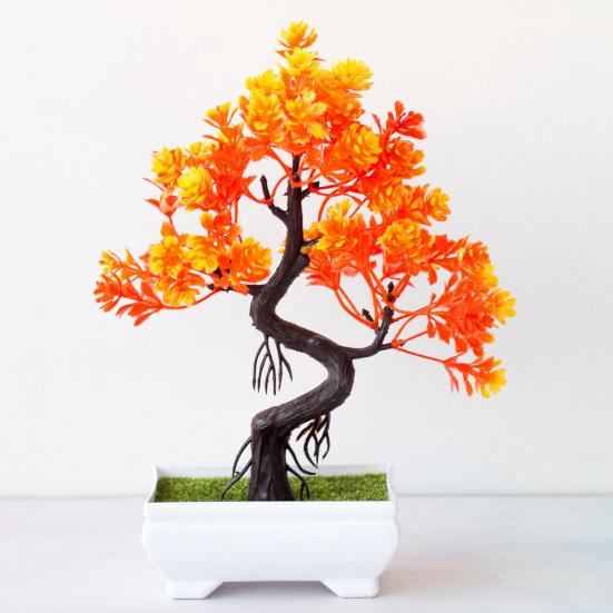 Faux Bonsai Realistic Eye-catching Bright-colored Beautiful Potted Artificial Flower Household Supplies