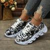 Sneakers Large Size Sneakers Women's Outer Wear Muffin Thicksole Front Lace-Up Low Top Full Graffiti Casual Sneakers