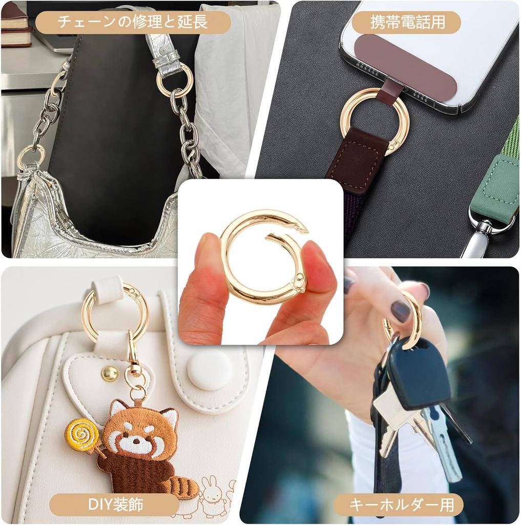 [Rinimie] 10pcs Round Carabiner Keychain Circle Key Ring Inner Diameter