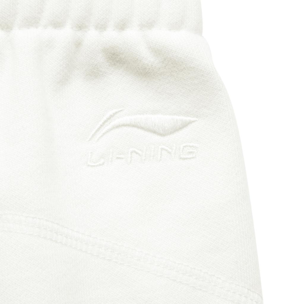 Li Ning Sports Lifestyle Series Brand Logo Cuffed Knitted Fleece Casual Pants Women Bottoms Off-White AKLU622-1