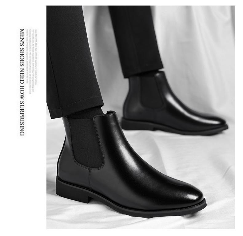 Men's British Retro Chelsea Velvet Leather Short Boots - Large Sizes Available