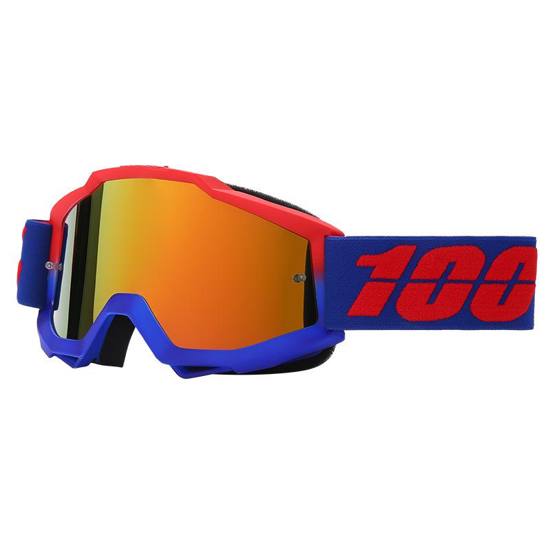 

Branded motorcycle off-road Harley goggles, riding goggles, outdoor sports windproof and dustproof glasses MT07 Red and blue framed red l