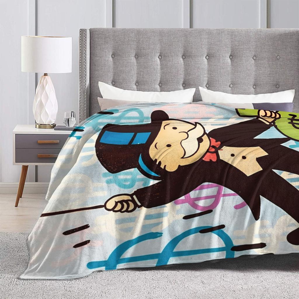 Novelty Design Monopolyes Money Game Blankets Ultra-Soft Coral Fleece Plush Comfortable Throw Blankets Machine Washable
