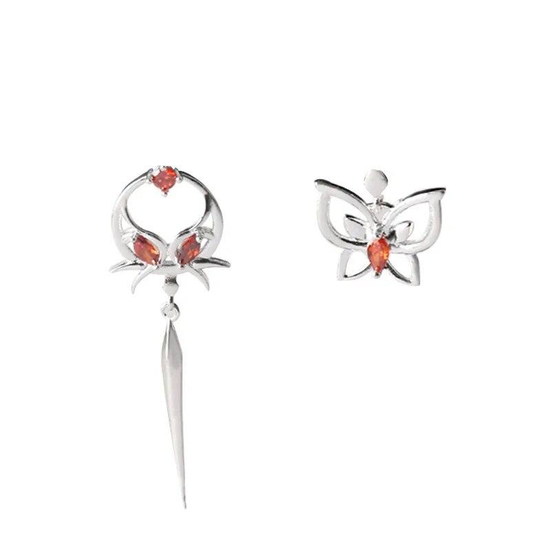 Boucles d'oreilles Cosplay, dessin animé Tian Guan Ci Fu Hua Cheng Xie Lian, pendentif papillon, pompon asymétrique, accessoires