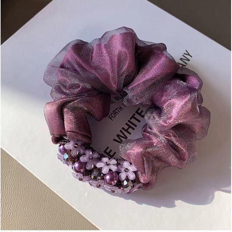 Elegant Mesh Hair Tie with Sparkling Rhinestones, High-End Luxury Hair Accessory for Women, 2025 Style
