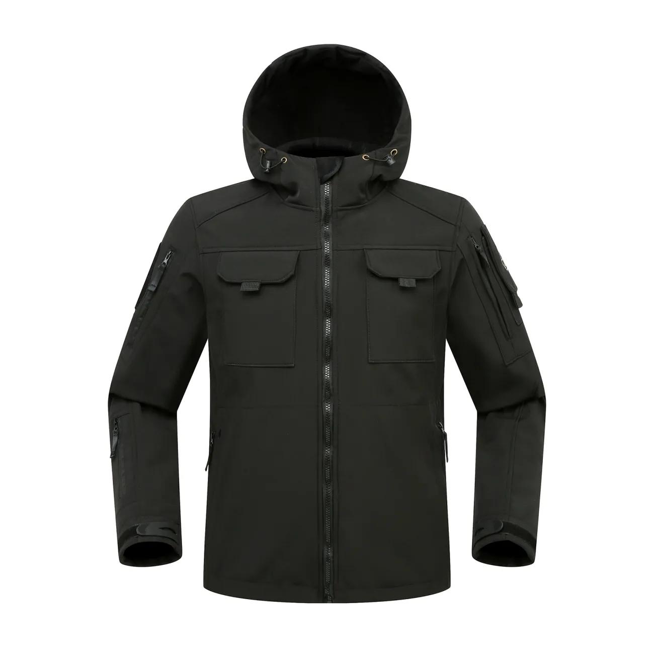 

Мужская облегающая куртка Soft Shell для велоспорта на весну и осень, флисовая эластичная куртка, водонепроницаемая куртка для активного отдыха XS чёрный