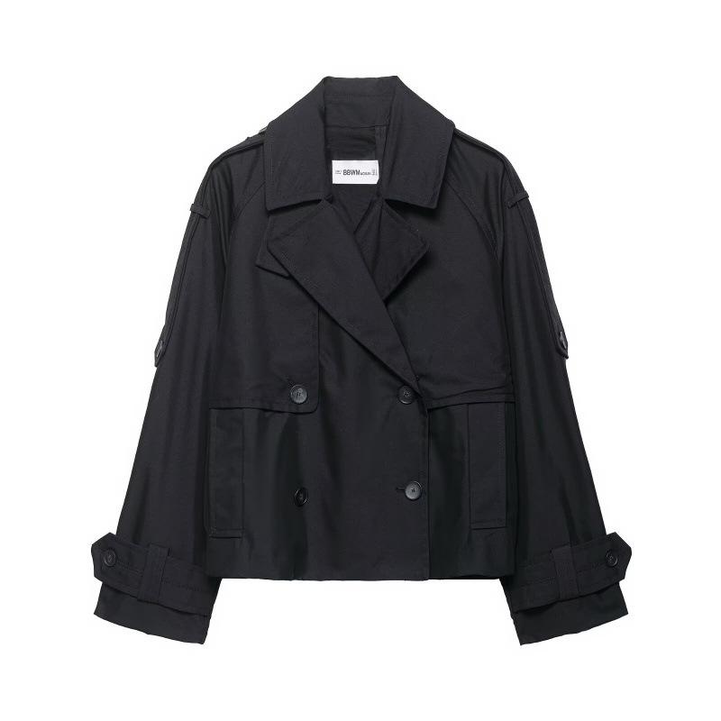 European and American style, new women's clothing, fashionable and versatile two-color anti-splashing daily casual short trench coat