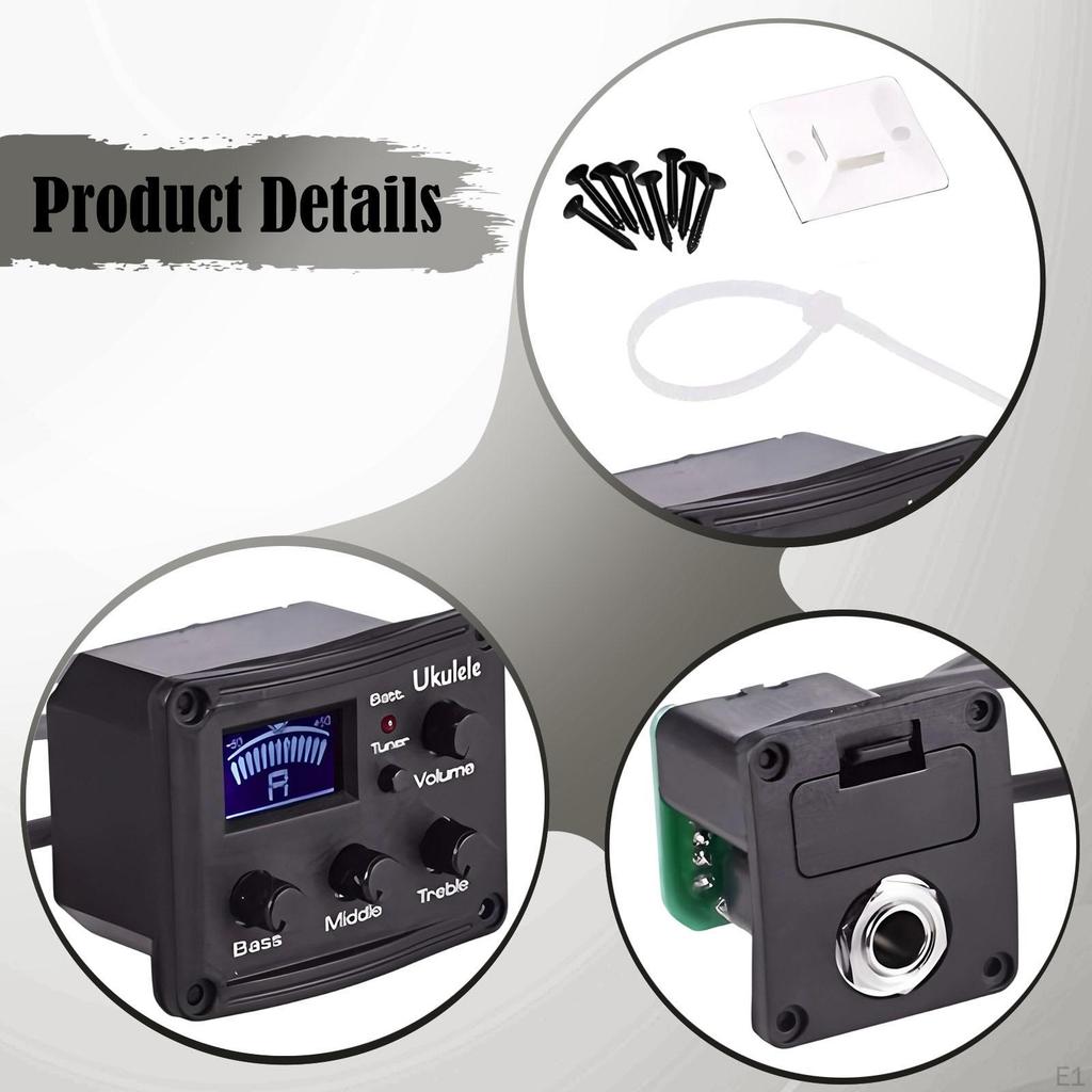 Ukulele Piezo Pickup LCD Display, Easy Assembly, Musical Instrument Accessories,