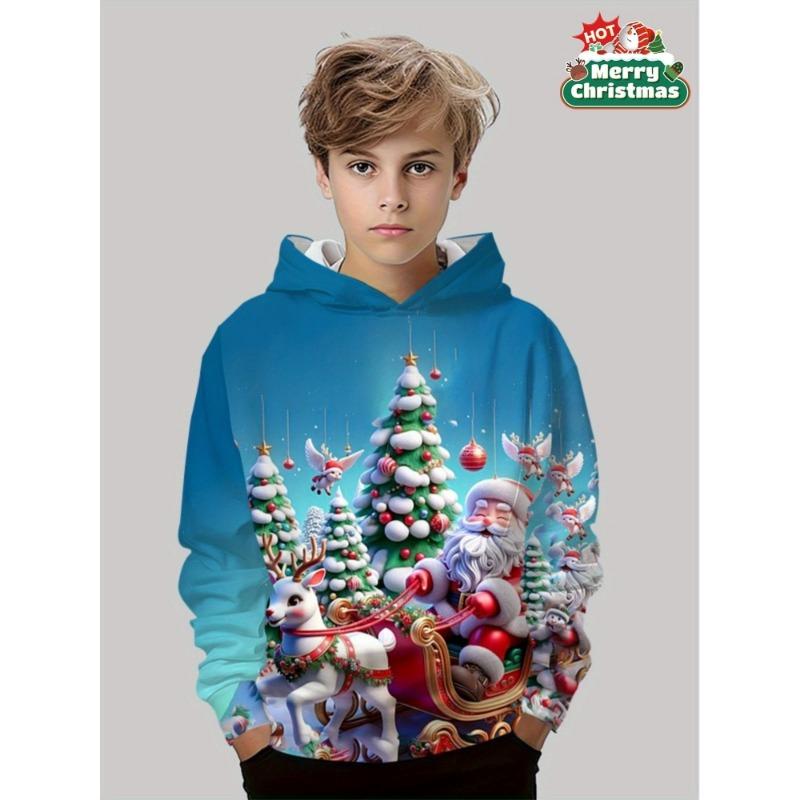 Children Hoodie Christmas Santa Claus 3D Fashion Print Sports Comfortable Spring Autumn Very Suitable for Daily Wear Sweatshirts
