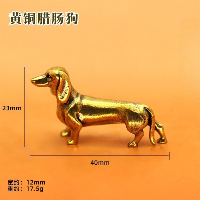 Retro Copper Dachshund Statue, Vintage Brass Figurines, Home Decor Desktop Ornament Cute Miniatures Antique Tea Pet Crafts Gifts