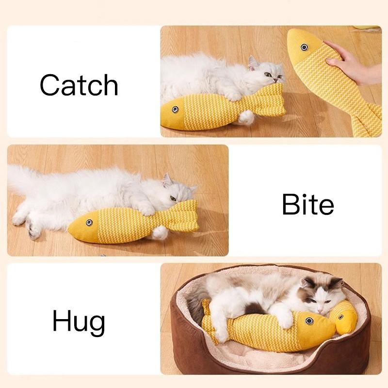 Fish Shaped Cat Toy Linen Material Contains Catnip Chew Toy  Cat Supplies