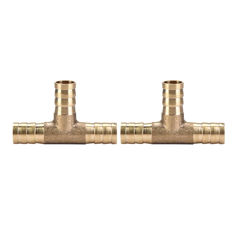 5pcs Brass T 3-Way Hose Joiner Fittings Barbed Connector Water Oil Gas Fuel (6mm)