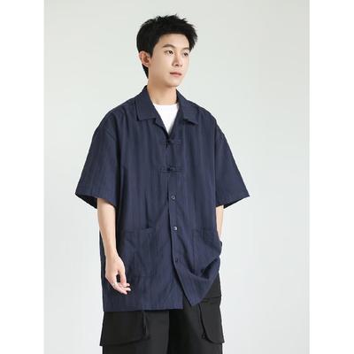 Summer Clothing Men'S Retro Casual Shirt Student Loose Niche Design Fun New Men'S Top For Outdoor Wear