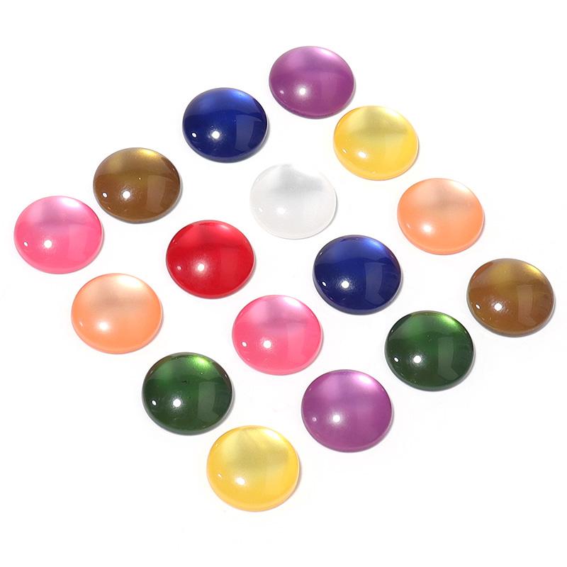 50Pcs/Lot 10 12mm Resin Beads Imitation Cat Eye Colorful Half Round Cabochon For Jewelry Making Diy Earrings Ring Jewelry Cameo