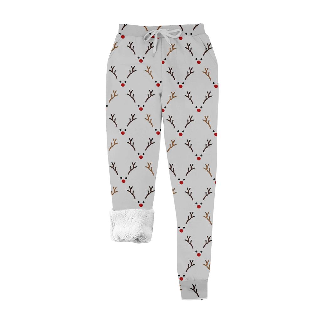 Women's casual fashion home Christmas print plush sweatpants