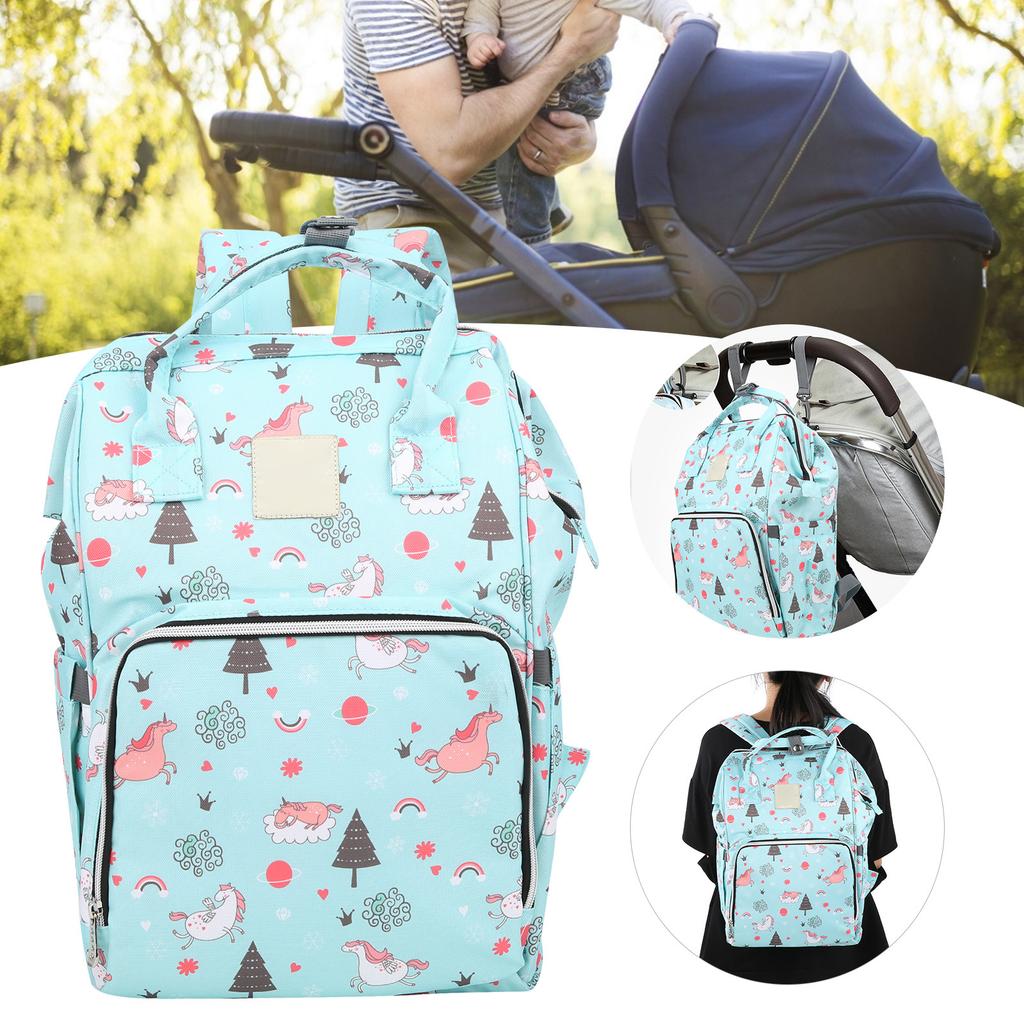 Portable Diaper Bag MultiFunctional Large Capacity Diaper Backpack Waterproof Nappy Bag(Green )