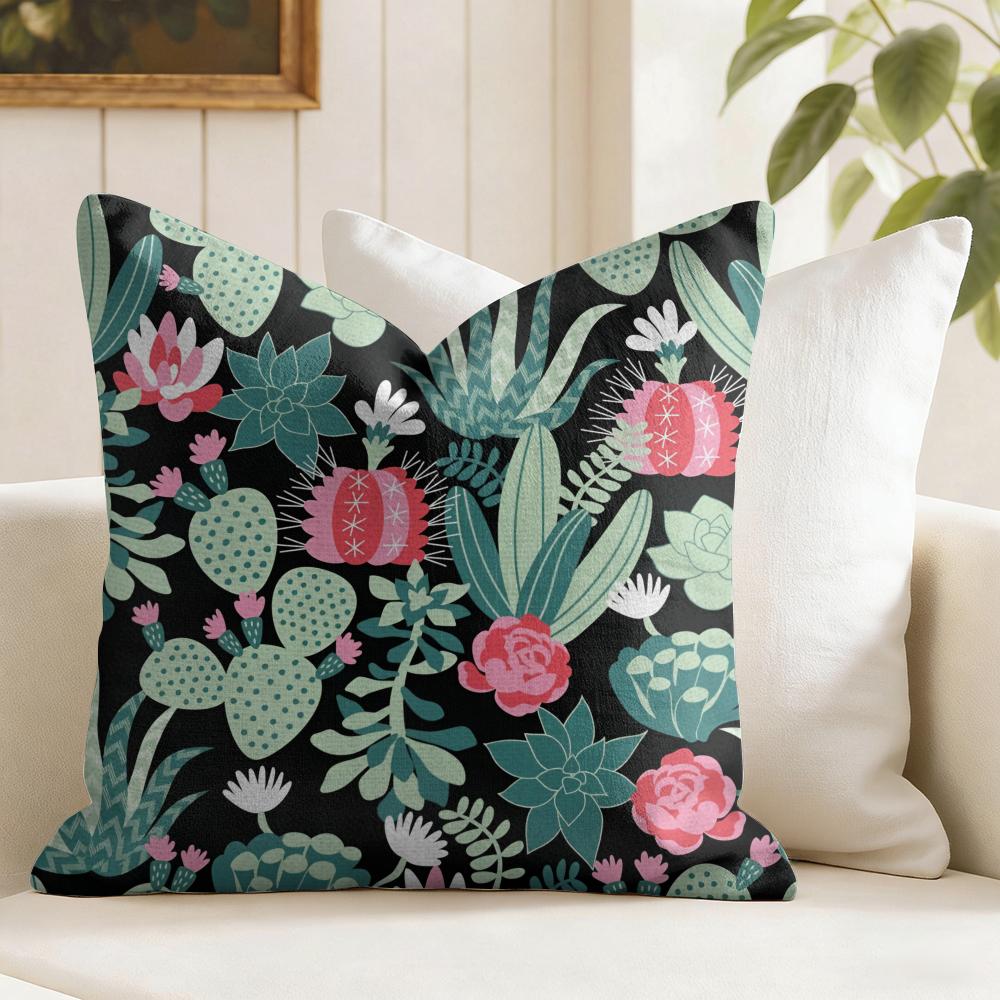 Cactus Pattern Cushion Cover Natural Linen Pillow Cover DoubleSided Print Cushion Cover for Sofa Home Decor