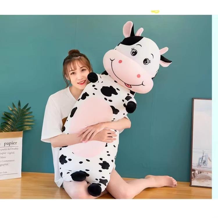 New Cute Cow Plush Toy Doll Sleeping Long Pillow Nap Rag Doll Birthday Gift