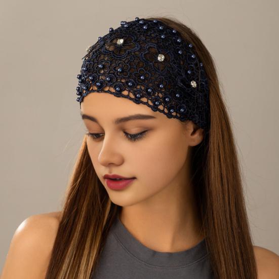 4Pcs Plum Blossom Wide Headband Faux Crystal Imitation Pearls Non-Slip Floral Cutout Design Hair Band Festivals Casual Wear