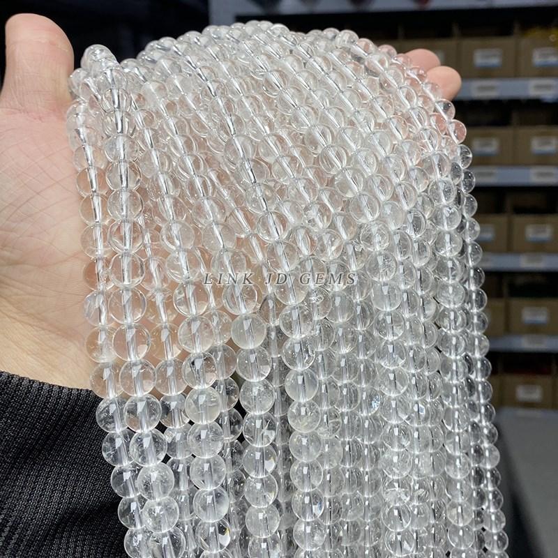 5A Natural Rock Quartz Beads Round Loose Spacer White Crystal 4 6 8 10 12MM Pick Size For Jewelry Making Bracelet Necklace