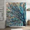 Modern Peacock Feather Pattern Shower Curtain Decorative Waterproof Bath Mat Tiled Bathroom Accessories