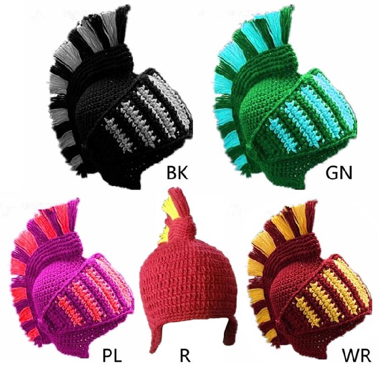 Crochet Knit Beanie Hat Roman Cosplay Gladiator Knight Helmet Windproof Mask Cap