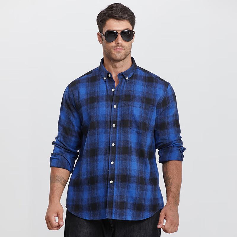 Men's Plus Size Brushed Long Sleeve Plaid Shirt