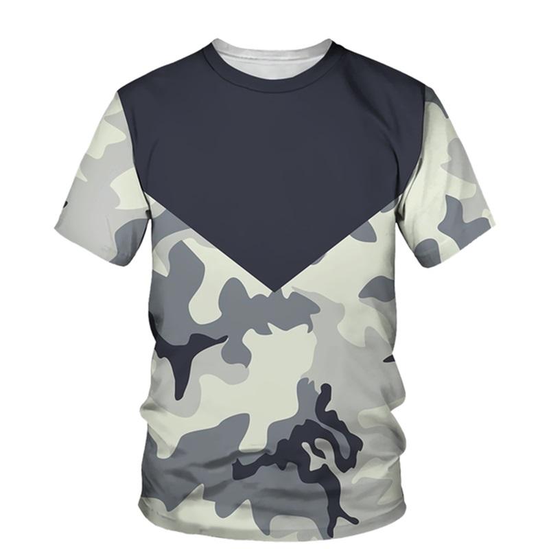 Summer Camouflage T-shirt Men's Clothing Camouflage Pattern 3D Printed T-shirt Casual Loose Version Popular Top Short Sleeved
