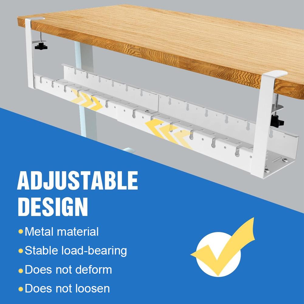 Expandable Under Desk Cable Management Tray Heavy Duty Cable Storage Rack Wire Management Rack for Power Strip Adapter