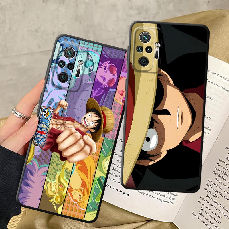 Black Soft Phone Cover Case for Xiaomi Redmi Note 9S 13 14 Pro Plus 7 8 11s 12s 10S 9 10 11 12 Pro One Piece Nami Luffy
