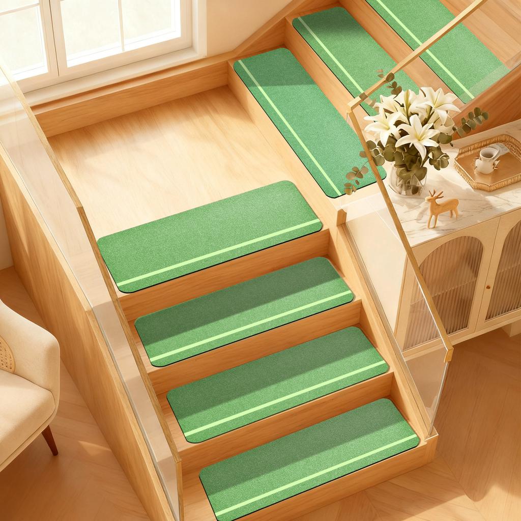 Luminous Anti-skid Stair Mat Solid Wood Staircase Foot Mats Step Mute Pad Luminous Guidance for Home Step Rugs Cutting Freely Effective Water Absorpt