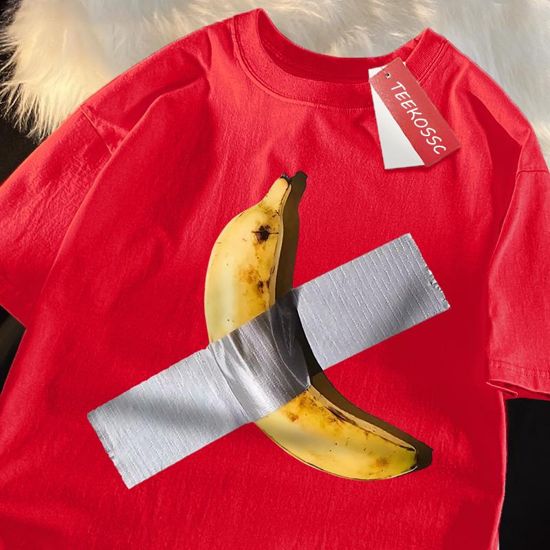 

Клейкая лента Запечатывание Банан Веселье Мужская Женская Футболка Хлопковая Рубашка Уличная Повседневная Свободная Футболка Летняя Дышащая Высокое Качество Мягкая с Коротким Рукавом M