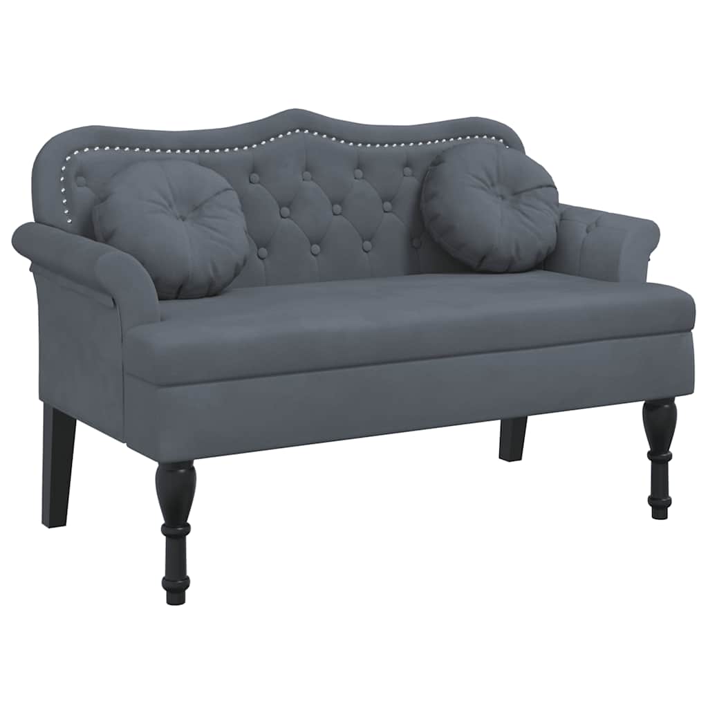 Bench with Cushions Dark Grey 120.5 x 65 x 75 cm Velvet