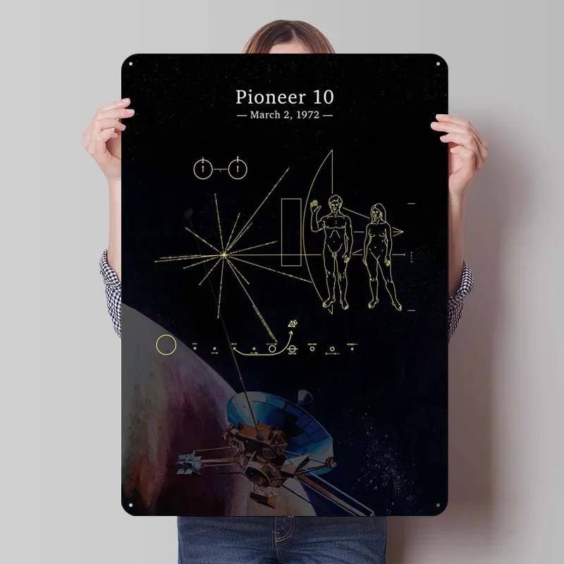 Voyager 1 Zlatá deska Kovové cedule Vesmírné plakáty Dekorace do domácnosti Plechový cedule Tabulka pro výzdobu nástěnného umění Dekorace herního pokoje