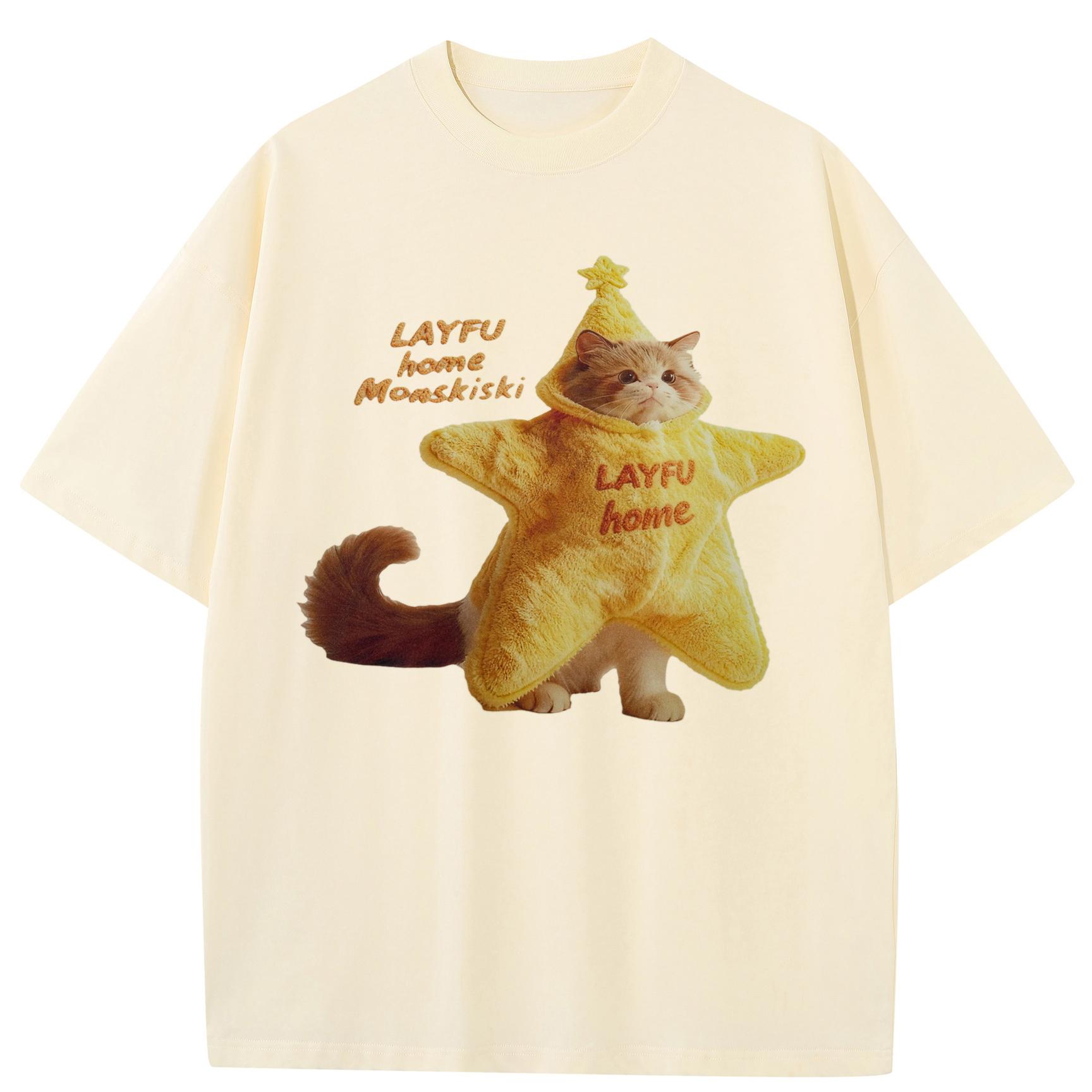

Streetwear Funny Cat Graphic T-Shirt Cotton Tshirt Unisex Tops Tees Short Sleeves T Shirt - Men s Summer Cotton Graphic Tee 5XL різнокольоровий