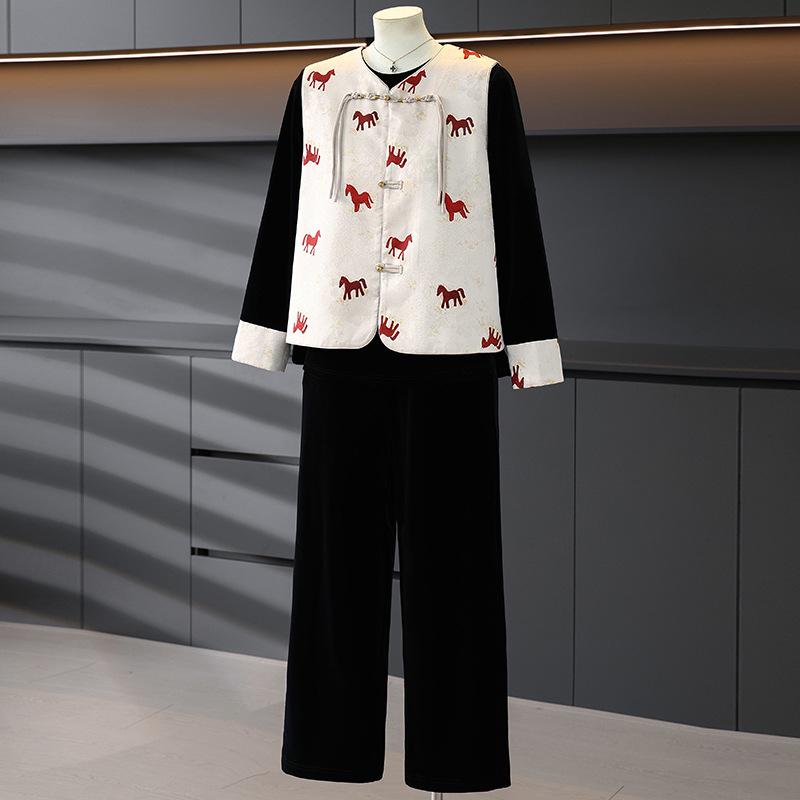 

Elegant Red Chinese Style Women s Three-Piece Vest Suit with Shoulder Cape 4XL (suggested 140-150 jin)