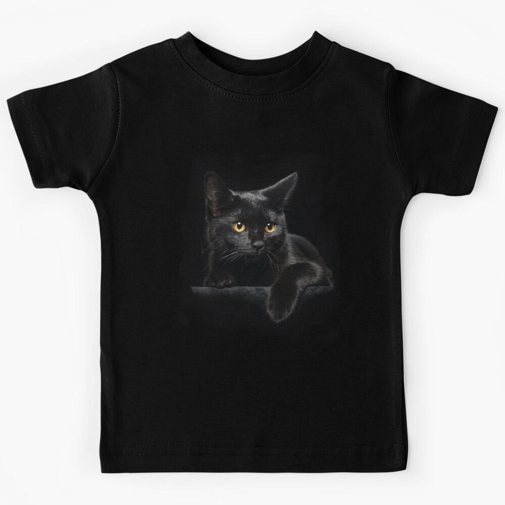 Black Cat Yellow Eyes For Cat Lovers Animal Pet Kids T-Shirt 170