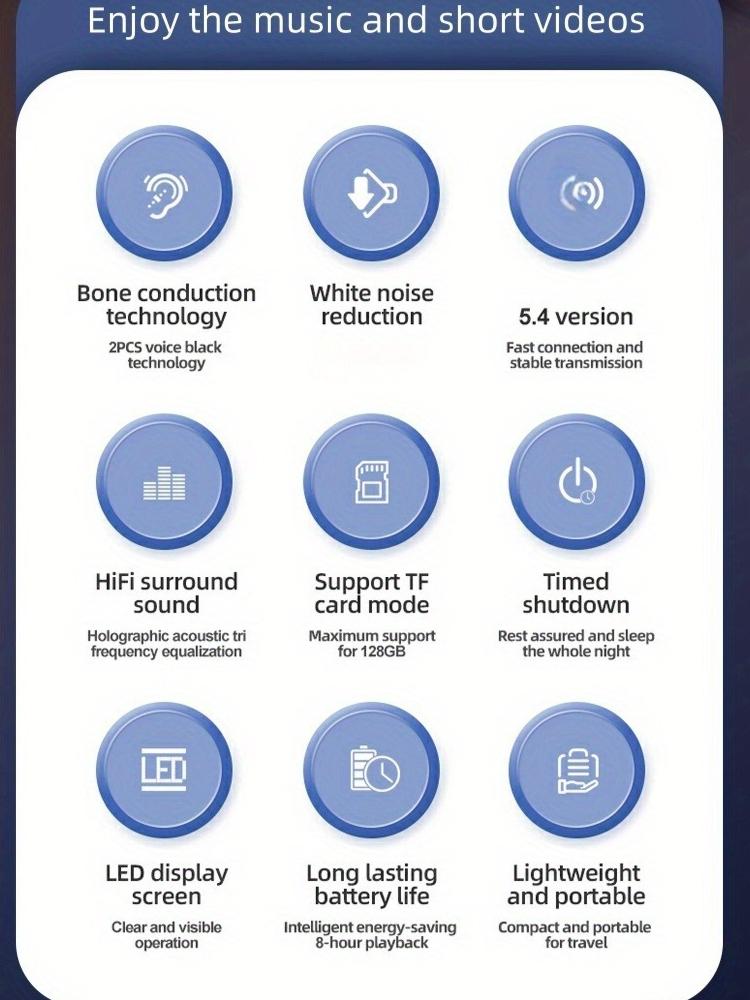 Bone Conduction Music Sleep Speaker with - Stereo Sound, Bone-Conducting Headphones for Bedside, - (No Adapter), Low-Power