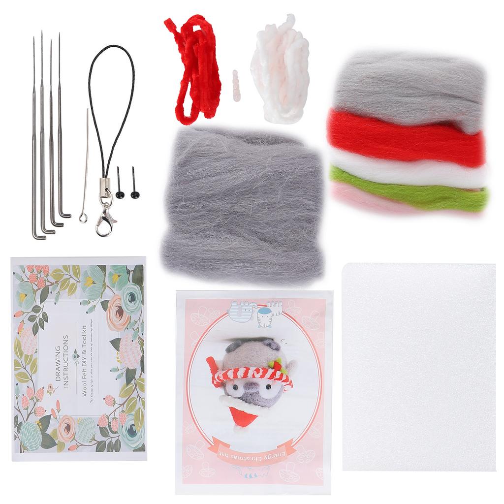 Nadelfilz-Set Wollfilz-Zubehör Niedliche Tier-Plüschpuppe DIY Bastelmaterial 112# Energie Weihnachts-Hut