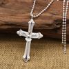S925 Sterling Silber Schmuck Schlichter, glänzender, schlichter Silber-Feder-Kreuz-fliegender Adler-Anhänger für Männer und Frauen