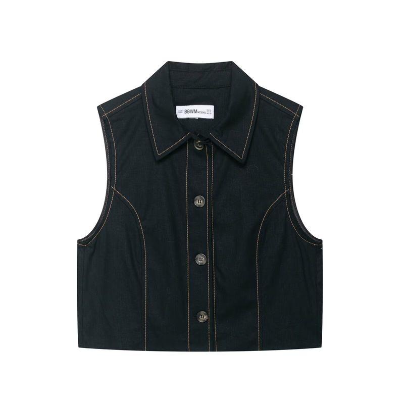 Araltay New Arrival Fashion Style Women's Clothing Fashion All-Match Minimalist Contrast Color Thread Straight-leg Vest 8333723