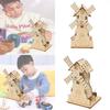 Individuell gestaltbares elektrisches Windmühlenhaus aus Holz – DIY-STEM-Lernspielzeug für Schüler