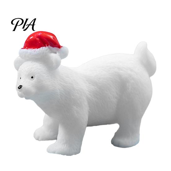 Christmas Theme Crafts Miniature Polar Bear Figurines, Durable Synthetic Resin Animal Mini Sculptures Ornaments, Decorative Accents for Fairy
