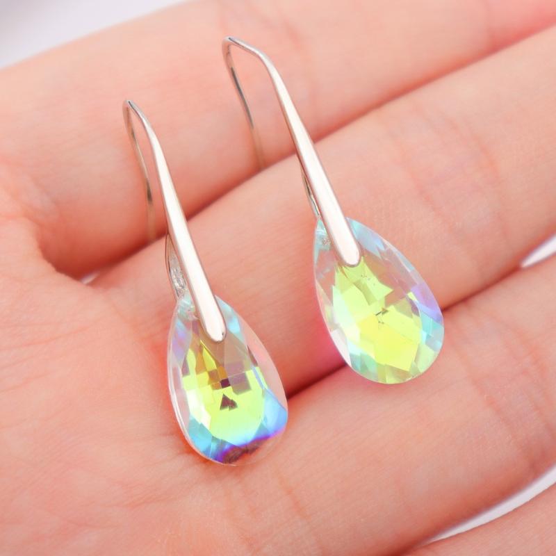 2/3PCS High-Quality Colored Crystal Water Drop Earrings & Pendant Necklace Jewelry Set For Women Bridal Engagement