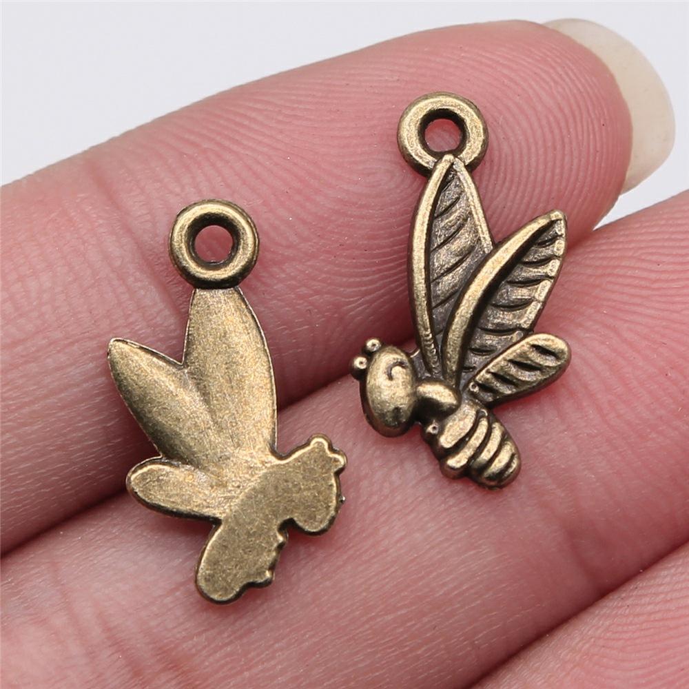 20pcs Charms Bee Tibetan Bronze Silver Color Pendants Antique Jewelry Making DIY Handmade Craft
