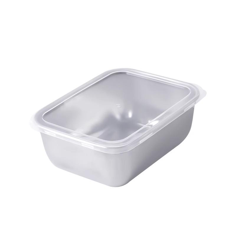 Rectangular Stainless Steel Food Storage Container with Lid for Refrigerator, Picnics, and Dumplings - Outdoor Portable Storage Box