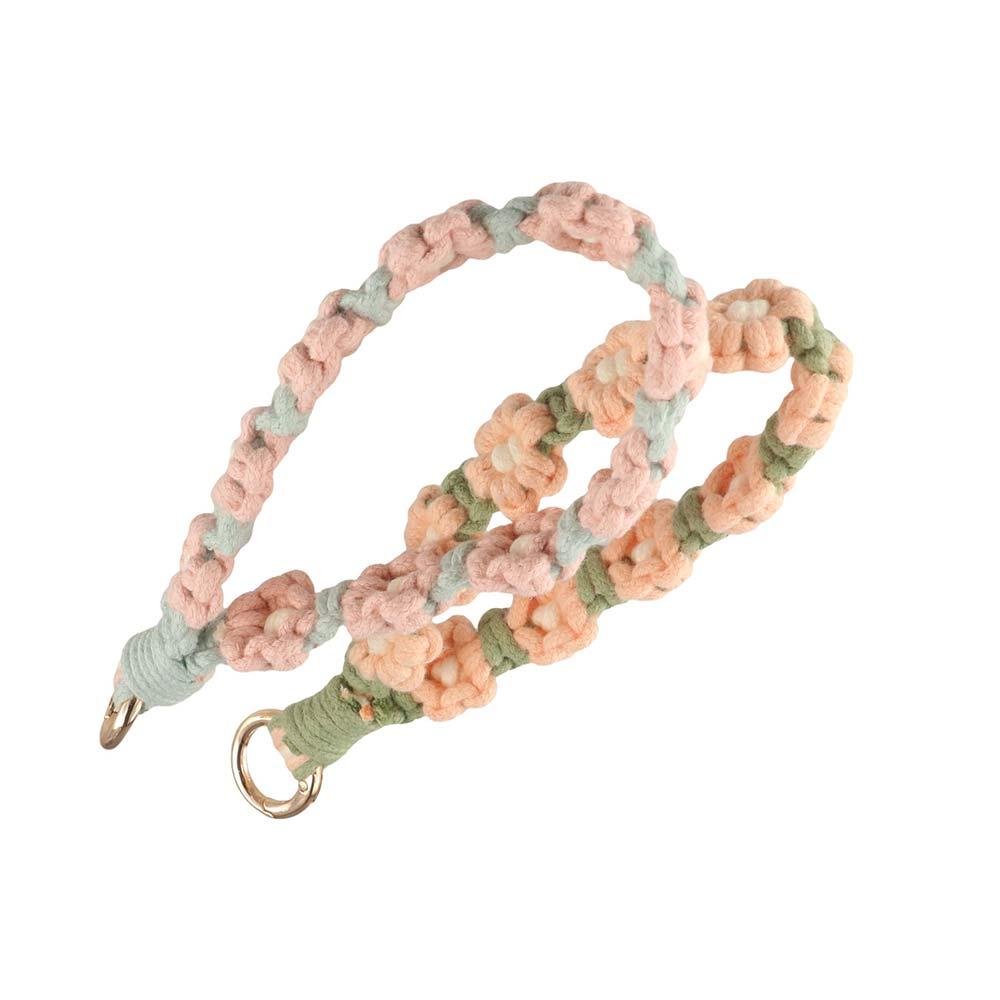 Phone Wristband Weave Daisy Flower Keychain Crochet Macrame Wristlet  Hanging Accessory